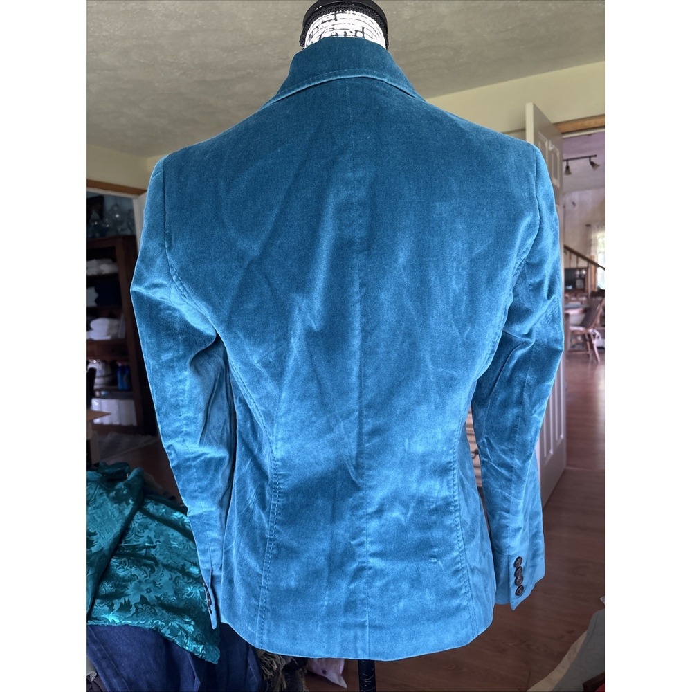 Talbots Velvet Blazer Jacket Womens Size 6 Turquoise Teal Lined Notch Lapel - Picture 4 of 10